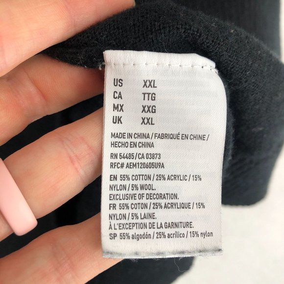 American Eagle AEO Men's XXL Black Seriously Soft Wool Blend Classic Fit Sweater - Picture 7 of 9